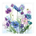 Card Blue Poppies and Sweetpeas